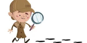 Detective-boy-with-magnifying-glass-following-some-footprints